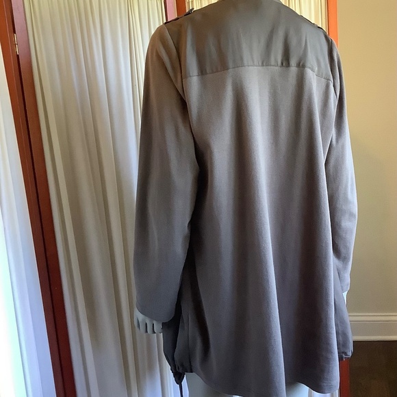 Carolina Belle Montreal Olive Green Open Front Draped Duster Jacket Sz 1X - Picture 3 of 9